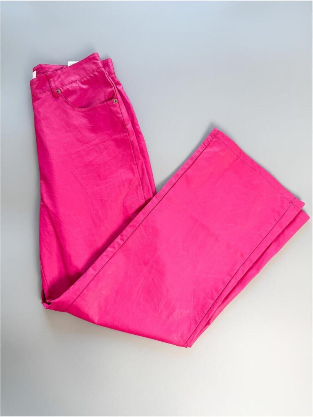 Hot Pink Faux Leather Pants, Y2K Wide Leg Pants, Barbiecore Trousers, High Waist